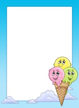 Frame with cartoon ice cream - color illustration.