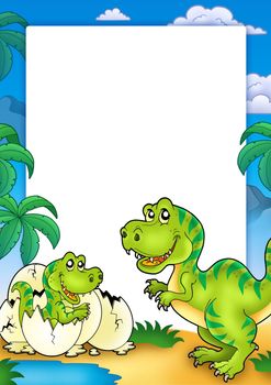 Frame with tyrannosaurus rex - color illustration.