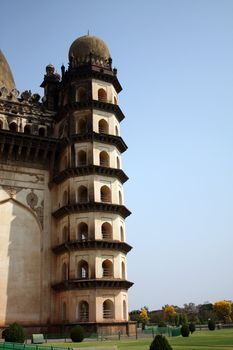 The view of the beautiful architecture of the ancient Gold Gumaz tomb in Bijapur, India.