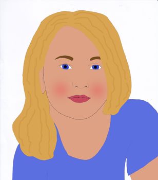 blonde girl drawing