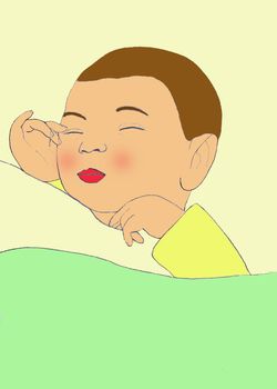 drawn image of sleeping newborn