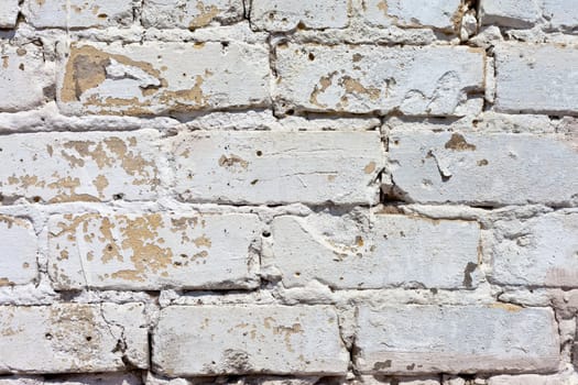 Background with old white painted brick wall
