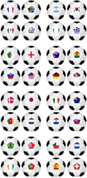 Collection of Football / Soccer Balls With Flags