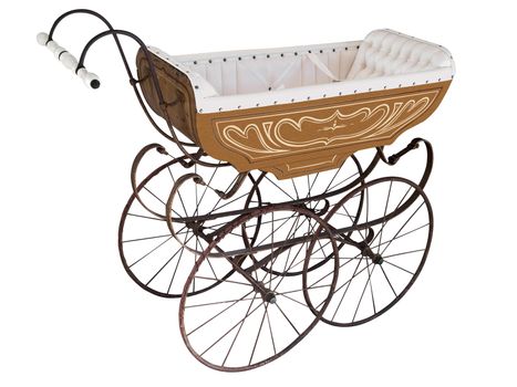 Ornate Antique Pram isolated with clipping path