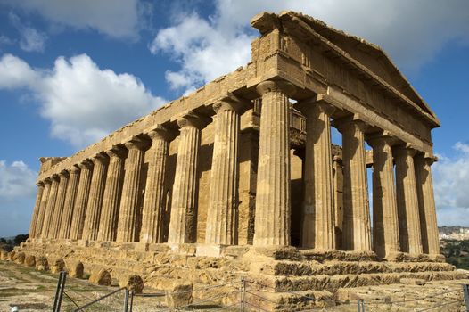 Temple in the archaeological area of the valley of the temples in Sicily