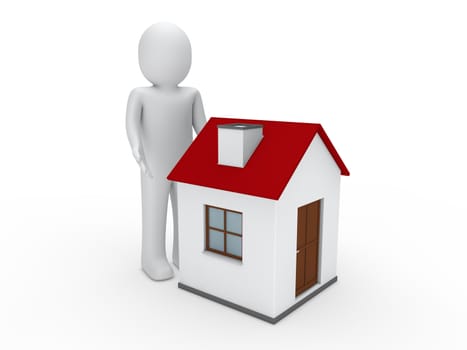 3d man house human home estate red