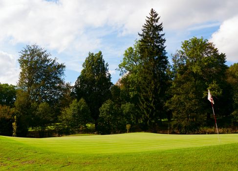 Golf Green With Flag