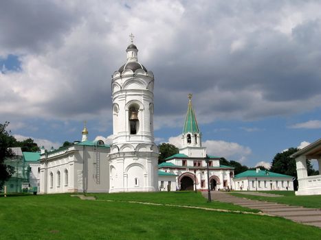 White Kremlin on a background of the sky with clouds
