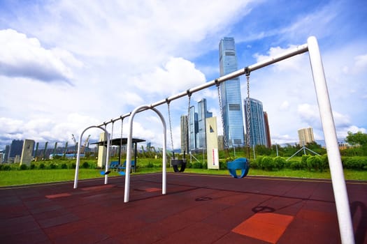 swing in the park in the city