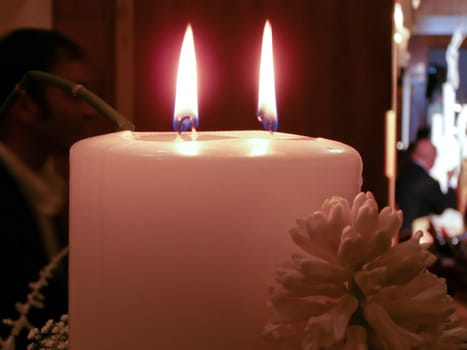 Lit candle flame
