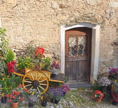 An old wooden door in a wall