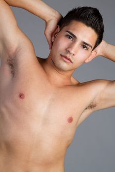 Sexy hispanic shirtless man posing