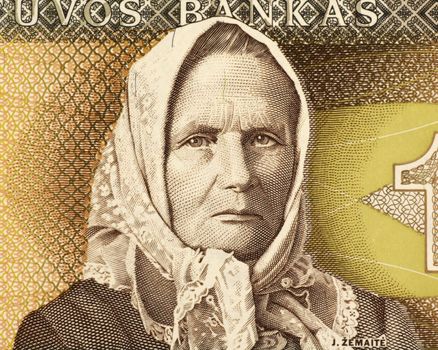 Julija Zemaite (1845-1921) on 1 Litas 1994 Banknote from Lithuania. Lithuanian writer.
