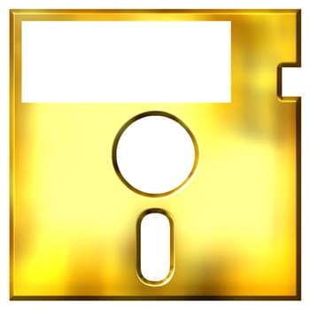 3d golden 5.25 inch floppy disk isolated in white