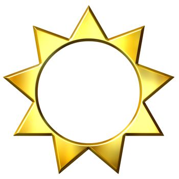 3d golden sun isolated in white