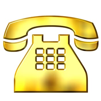 3d golden telephone isolated in white