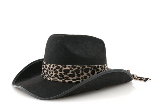 A Black cowboy hat on a white background