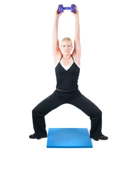 Shoot of fitness instructor isolated on white 