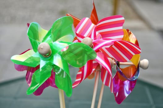 A coloured pin wheel toy for children
