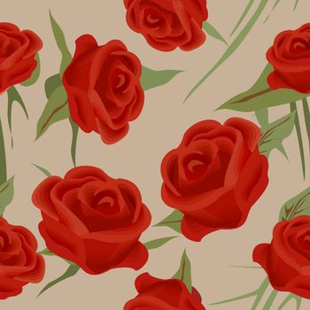 Seamless red roses background, pattern