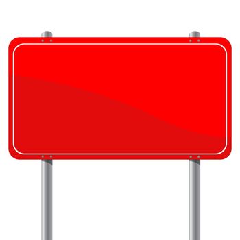 Red billboard, isloated object over white background