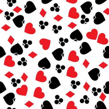 Pattern with playing cards symbols, seamless background