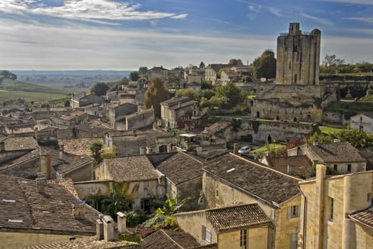 Rooftops of Saint Emilion in Bordeaux - A Unesco World Heritage Site.