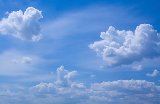 the blue sky and soft white clouds