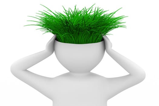 man thinks of ecology. Isolated 3D image