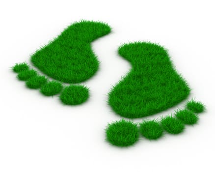 Trace foot from grass. Isolated 3D image