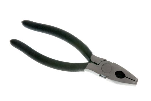 Black plier isolated on white background.