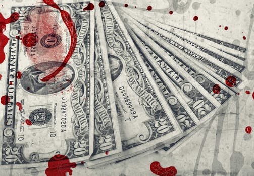 Grunge bloody money textured background with space for your text