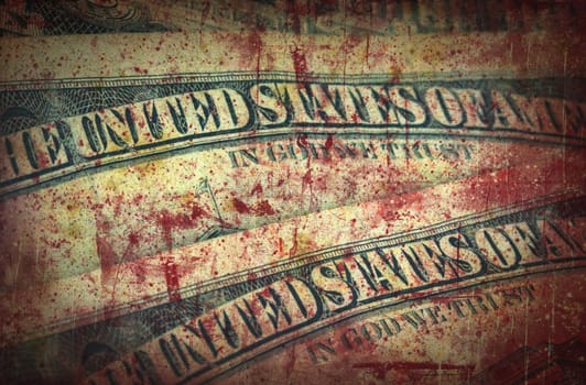 Grunge bloody money textured background with space for your text