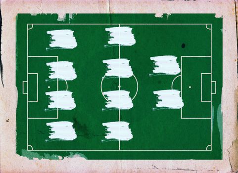 Football (Soccer Field) illustration with 4-4-2 team formation and space for your text