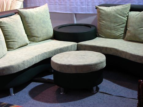 The modern seating furniture in a waiting area of an office.