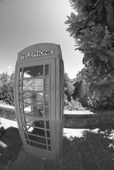 Red Telephone Cabin in Barga, Italy