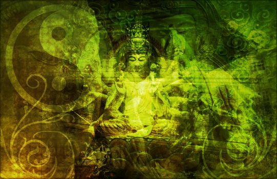 Asia Abstract Art Buddha as a Background