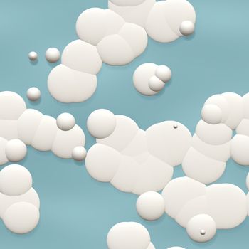 Cartoon Clouds Seamless Background in Sky Blue