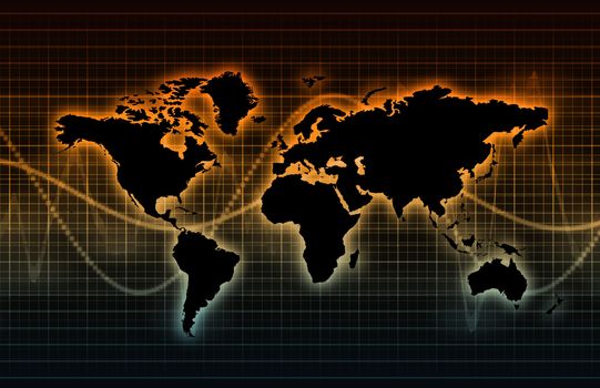Online Business Background With Art Glowing Lines