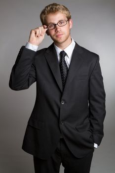 Businessman wearing suit and glasses