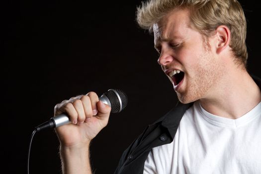 Man singer singing karaoke