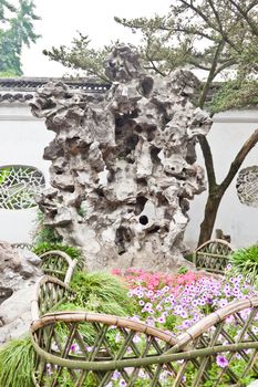 famous shizilin garden (lion forest rock formation) in Suzhou China 