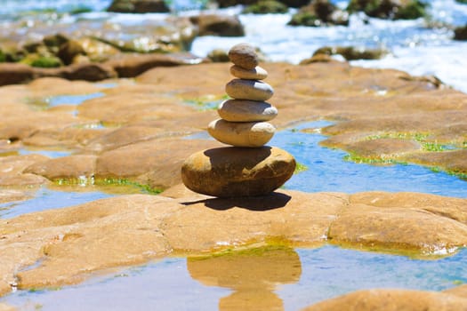 Stone composition on the stone beach