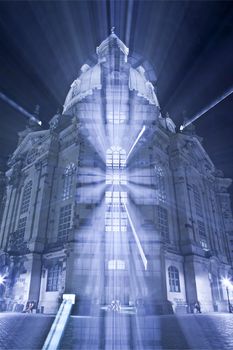 An image of the famous Frauenkirche in Dresden Germany with a zoom