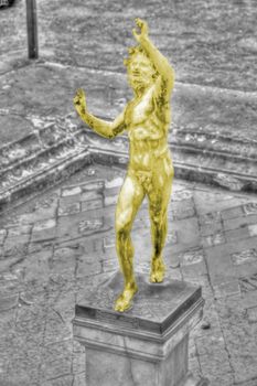 Selective color Pompeii Statue
