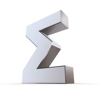 shiny metallic greek upper 3d letter Sigma made of silver/chrome