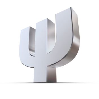 shiny metallic greek upper 3d letter Psi made of silver/chrome