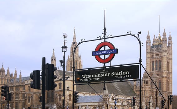 Westminster station, underground over houses of parliament