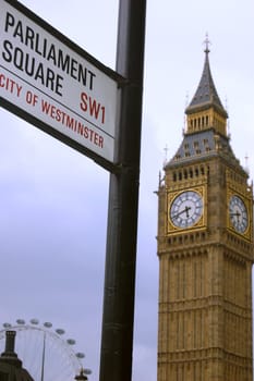 Big Ben with London Eye in background