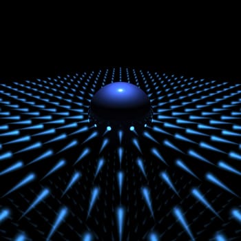 Abstract demonstration - blue light sphere